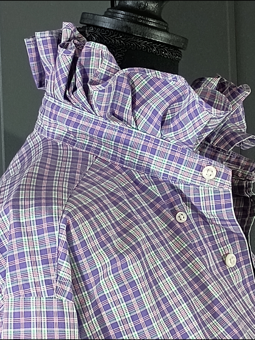 Upcycled Women's Ralph Lauren Ruffled Collar Shirt - Picture 9 of 10
